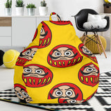 Daruma Japanese Wooden Doll Yellow Background Bean Bag Cover