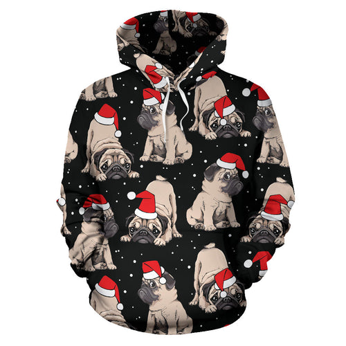 Christmas Pugs Santa_S Red Cap Pattern Men Women Pullover Hoodie