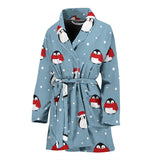 Cute Penguin Christmas Snow Pattern Women'S Bathrobe