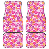 Hibiscus Pattern Print Design 01 Front and Back Car Mats