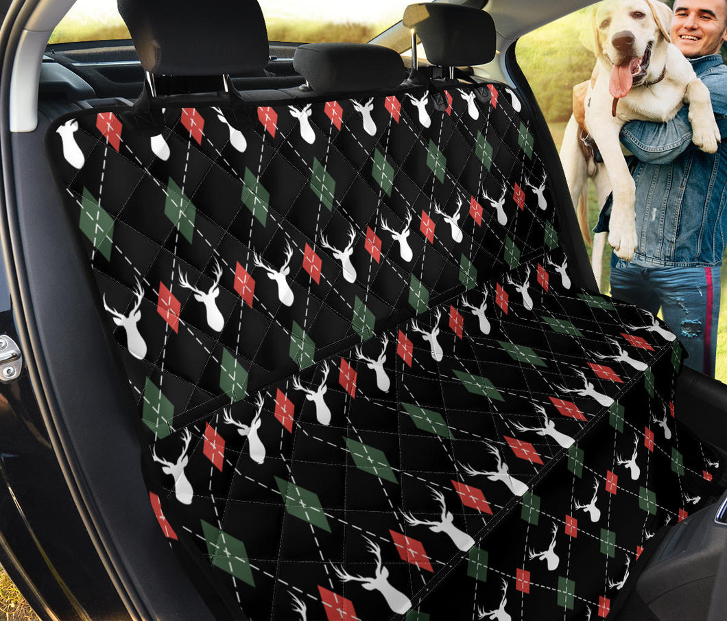 Deer Christmas New Year Pattern Argyle Dog Car Seat Covers