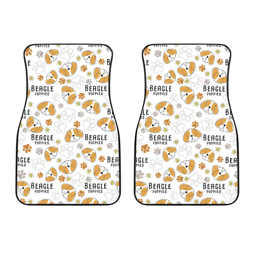 Cute Beagle Dog Pattern Background  Front Car Mats