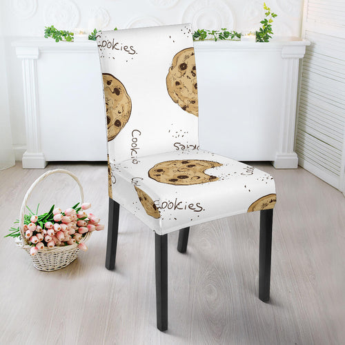 Sketch Style Cookie Pattern Dining Chair Slipcover