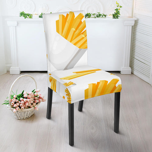 French Fries White Paper Box Pattern Dining Chair Slipcover