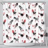 Cool Rooster Chicken Cock Floral Ornament Background Shower Curtain Fulfilled In US