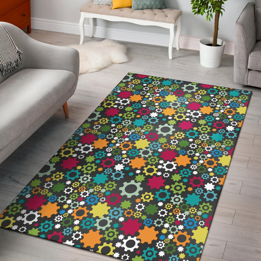 Gear Pattern Print Design 03 Area Rug