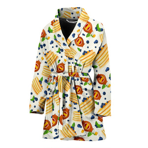 Pancake Pattern Print Design 02 Women's Bathrobe