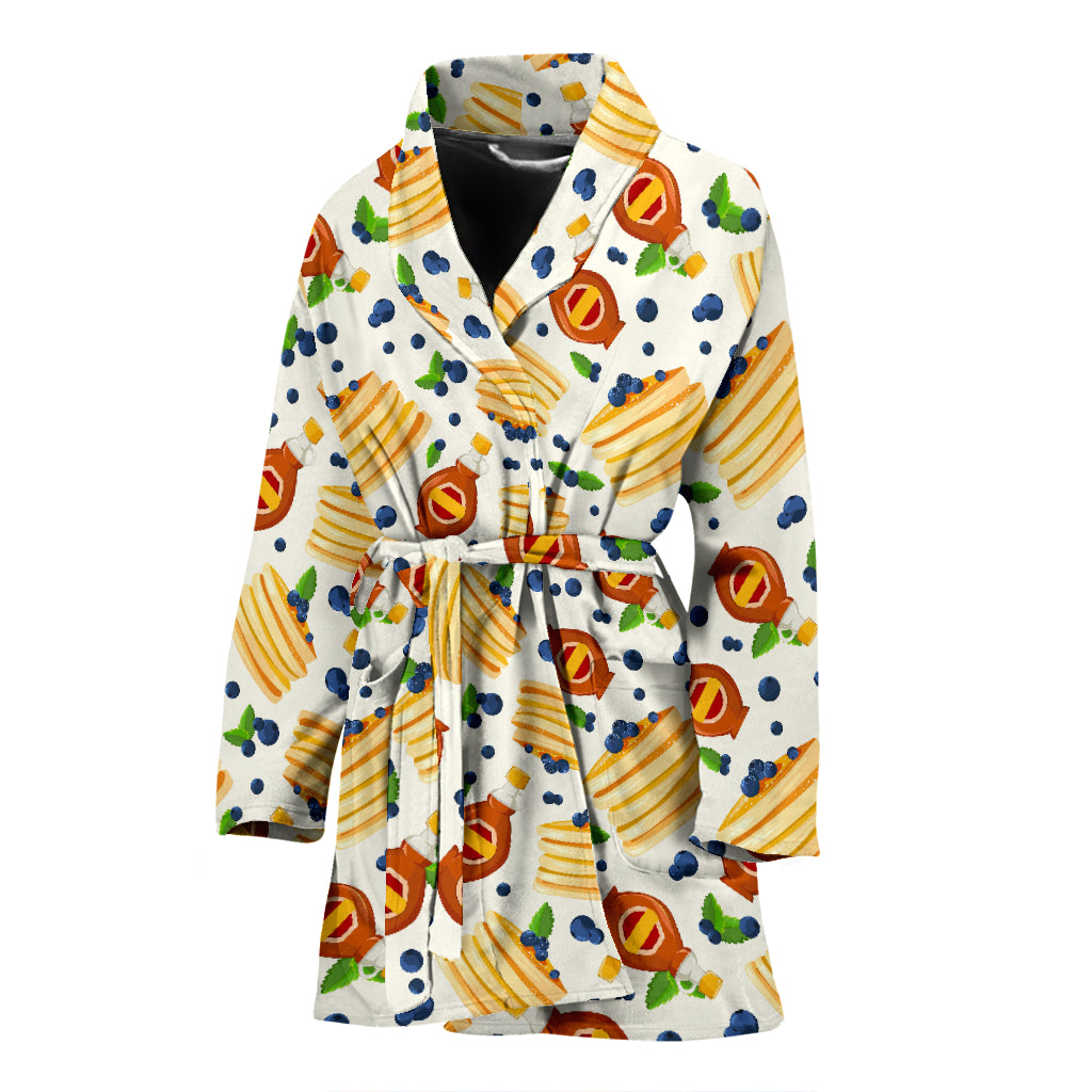 Pancake Pattern Print Design 02 Women's Bathrobe