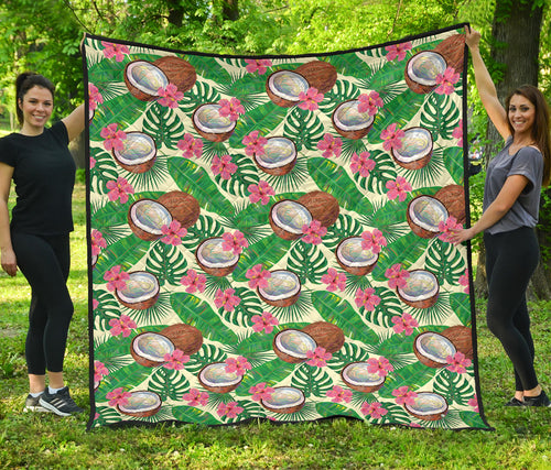 Coconut Pattern Print Design 01 Premium Quilt