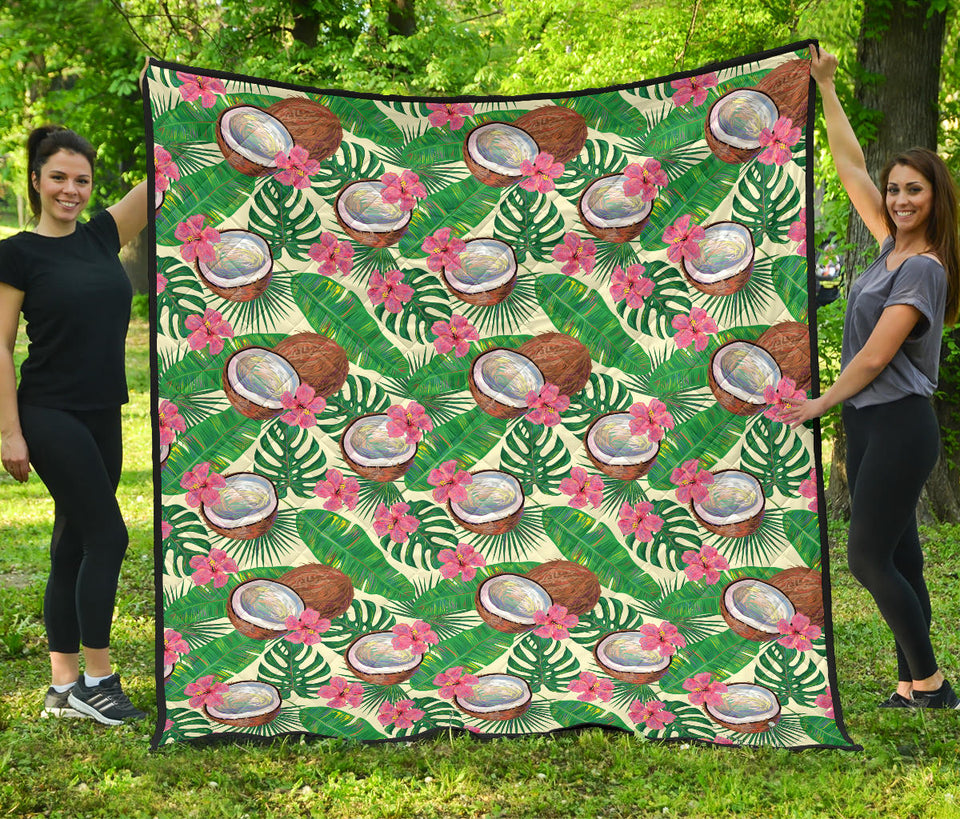 Coconut Pattern Print Design 01 Premium Quilt