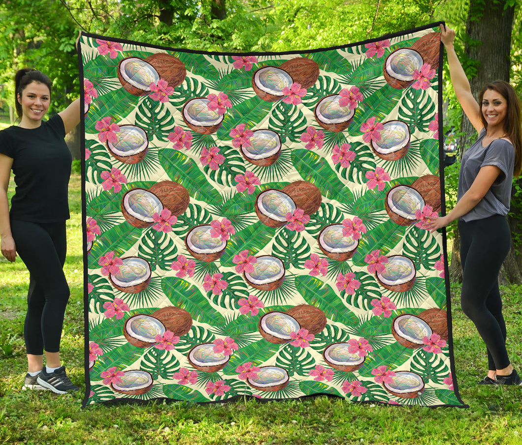 Coconut Pattern Print Design 01 Premium Quilt