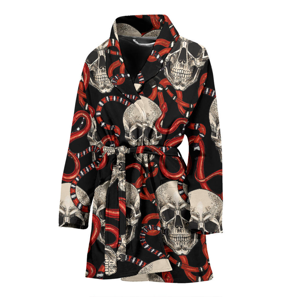 Red Snake Skull Pattern Women'S Bathrobe