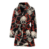 Red Snake Skull Pattern Women'S Bathrobe