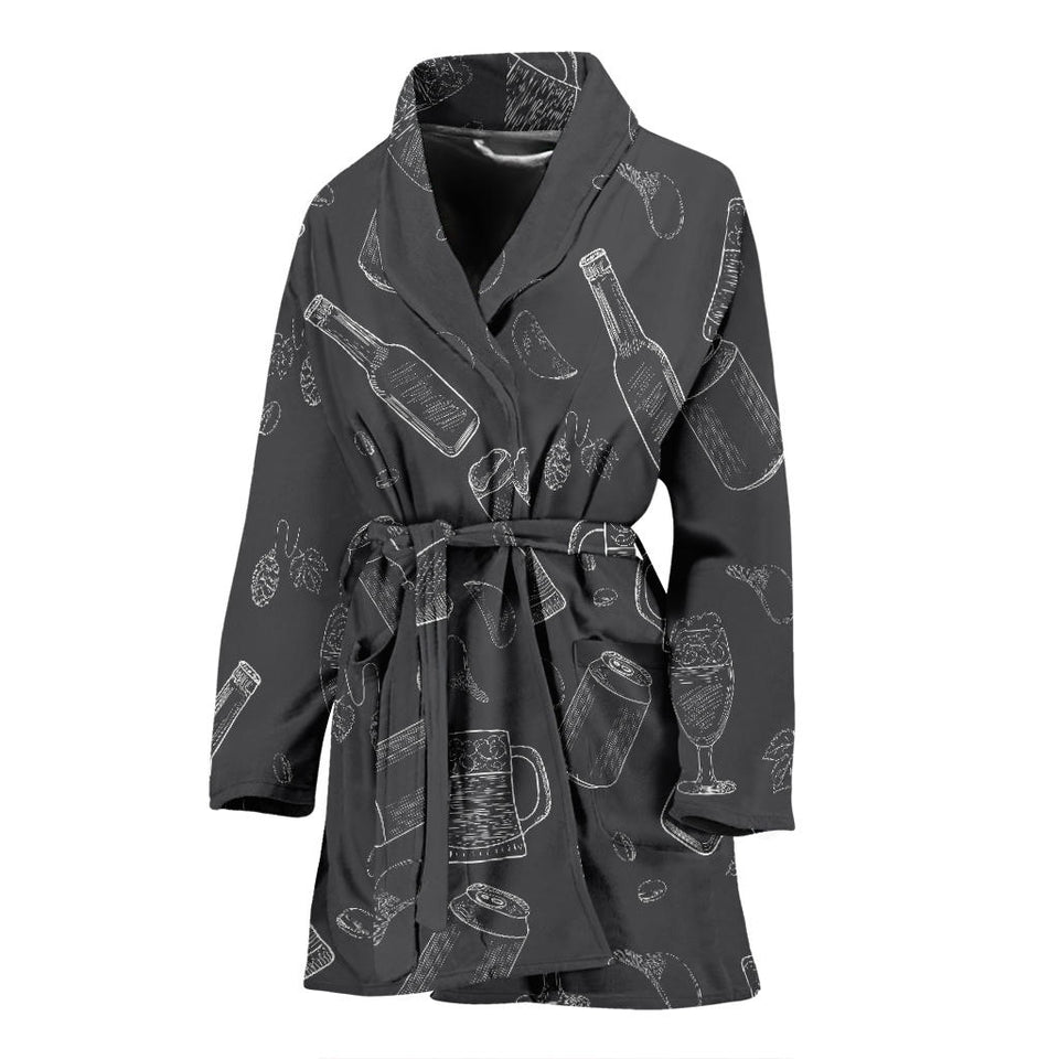Beer Hand Drawn Pattern Women'S Bathrobe