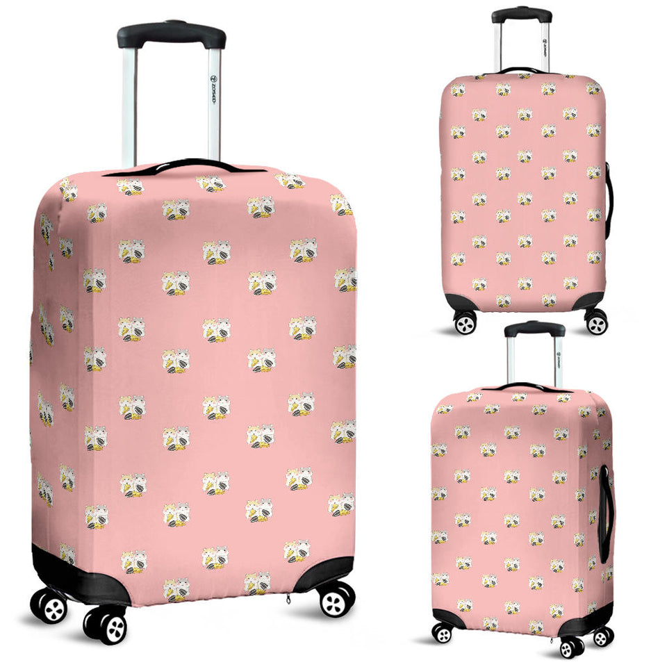 Cute Hamster Cheese Pattern Pink Background Luggage Covers