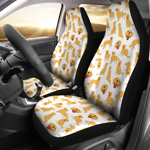 Golden Retriever Pattern Print Design 05 Universal Fit Car Seat Covers