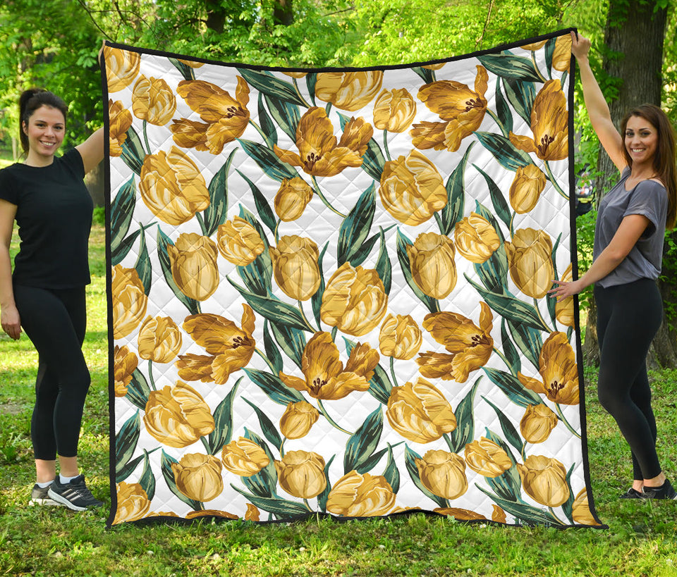 Yellow Tulips Pattern Premium Quilt