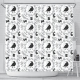 Crows Floral Wreath Rabbit Pattern Shower Curtain Fulfilled In US