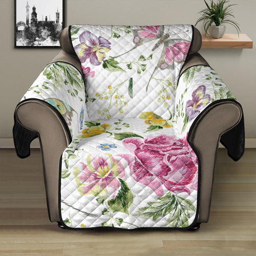 Hand drawn butterfly rose Recliner Cover Protector