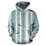 Crows Christmas Hat Scarf Zip Up Hoodie