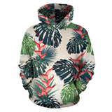 Heliconia Flowers, Palm And Monstera Leaves Men Women Pullover Hoodie