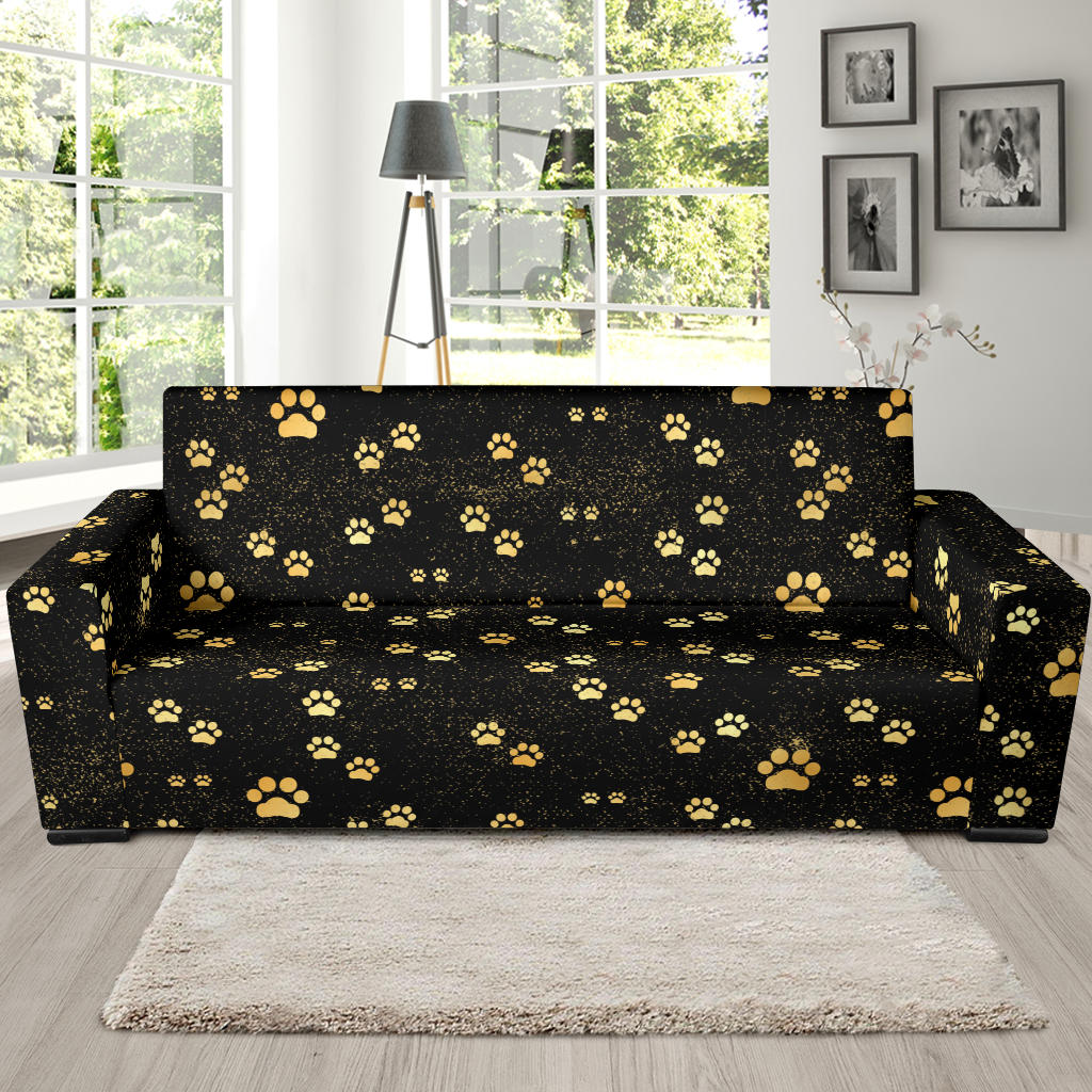Dog Paws Pattern Print Design 05 Sofa Slipcover