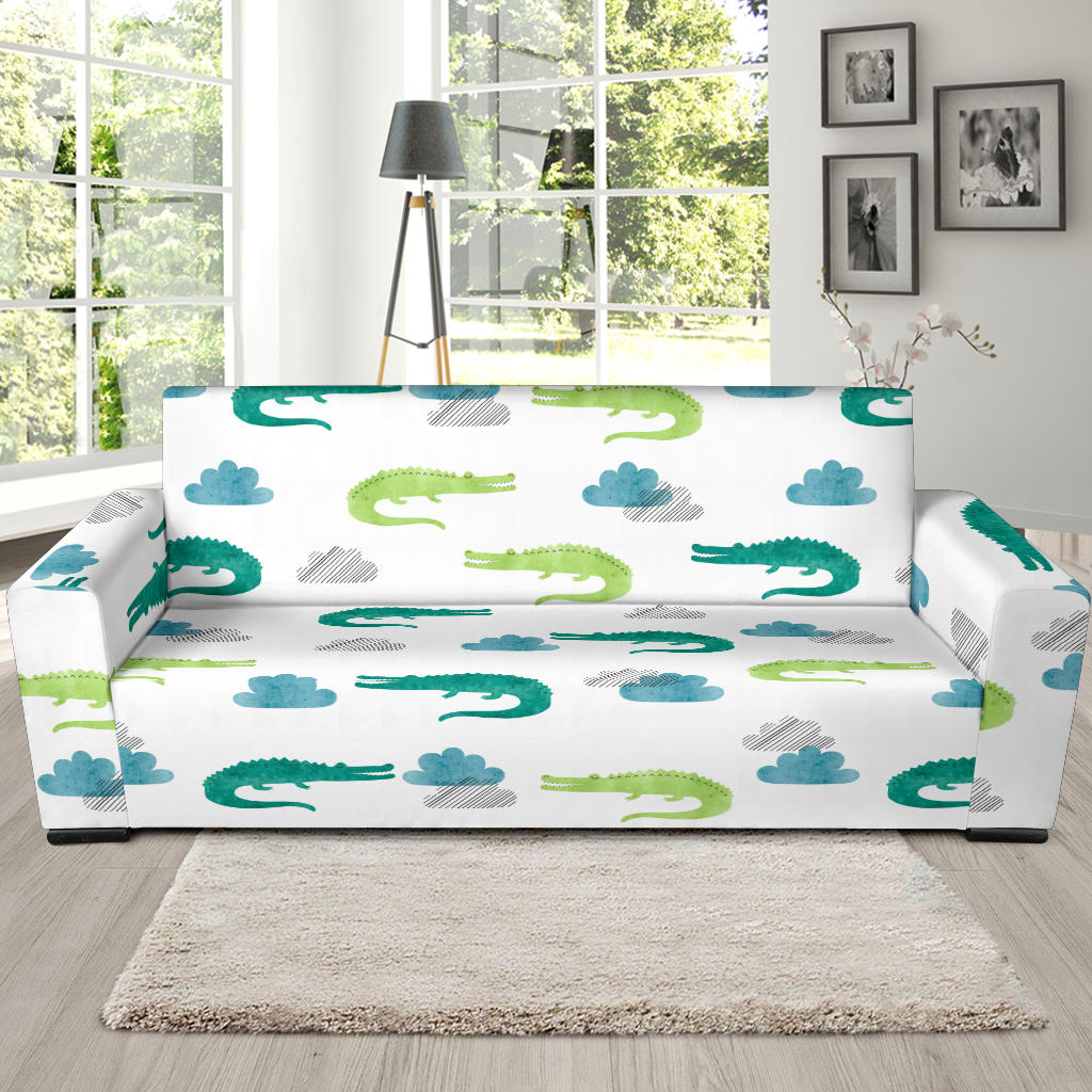 Watercolor Crocodile Pattern Sofa Slipcover