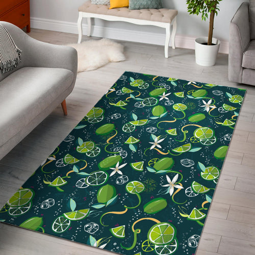 Lime Ice Flower Pattern Area Rug