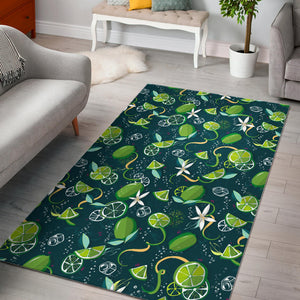 Lime Ice Flower Pattern Area Rug