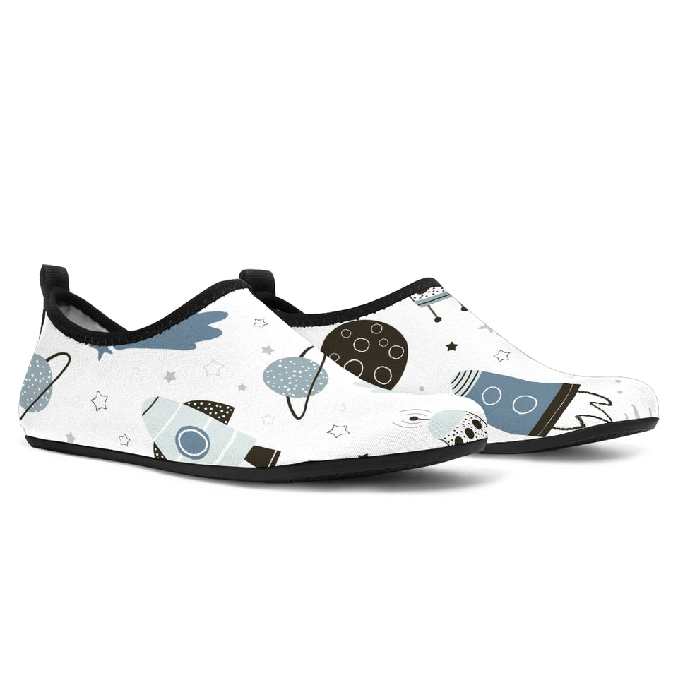 Hand Drawn Space Elements Space Rocket Star Planet Space Probe Aqua Shoes