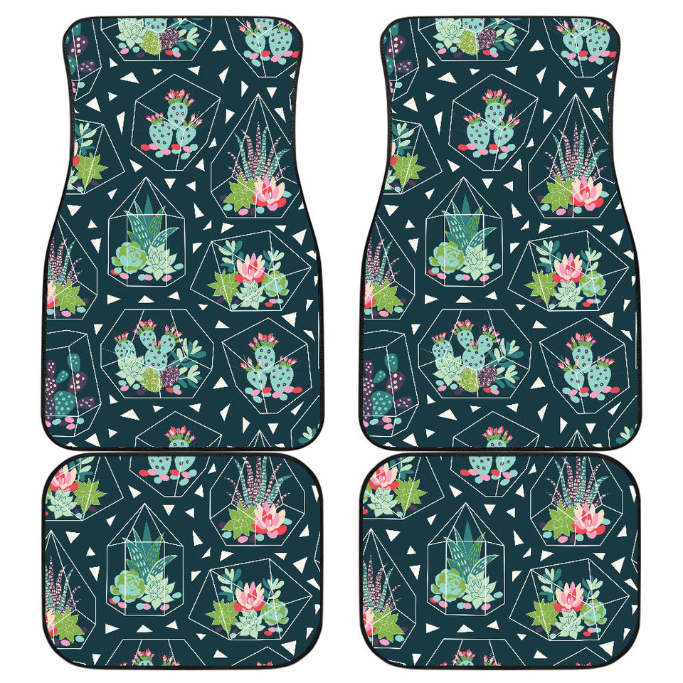 Cactus Glass Terrarium Pattern Front And Back Car Mats