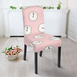 Clock Pattern Pink Blackground Dining Chair Slipcover