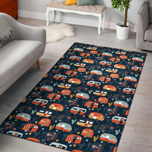 Camper Van Pattern Print Design 05 Area Rug