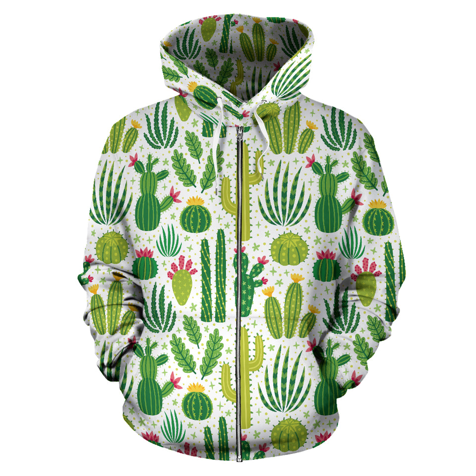 Cactus Pattern Zip Up Hoodie