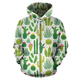 Cactus Pattern Zip Up Hoodie