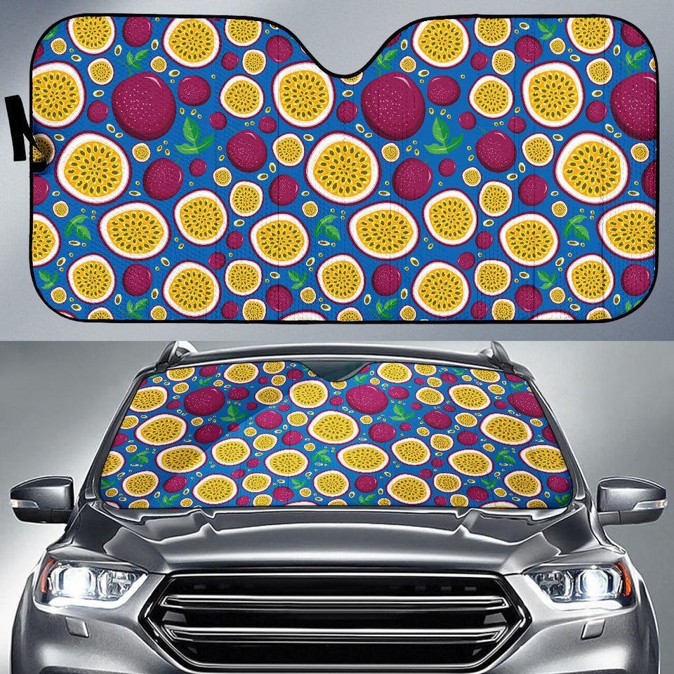 Passion Fruit Blue Background Car Sun Shade