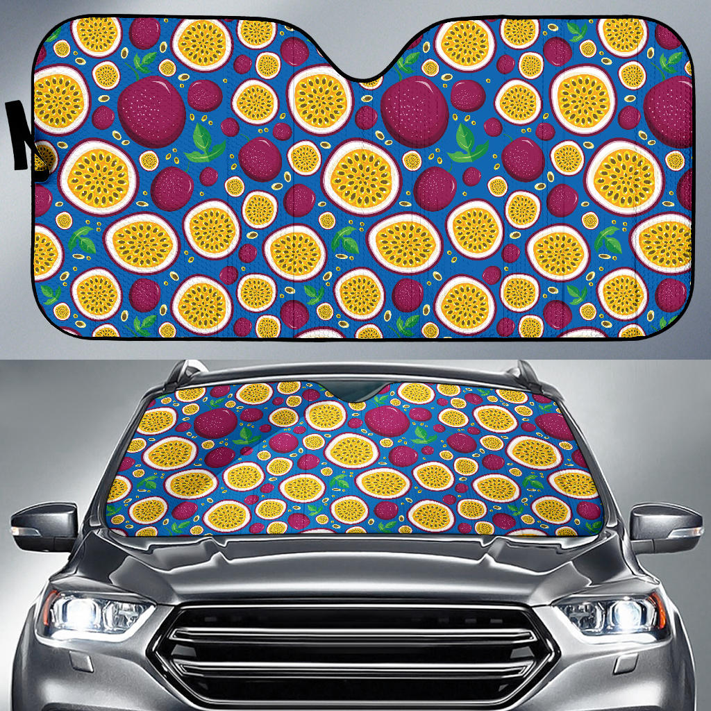Passion Fruit Blue Background Car Sun Shade