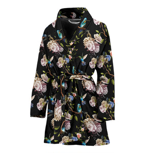 Hummingbird Pattern Print Design 03 Women's Bathrobe