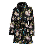 Hummingbird Pattern Print Design 03 Women's Bathrobe