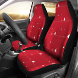 Christmas Tree Star Snow Red Background Universal Fit Car Seat Covers