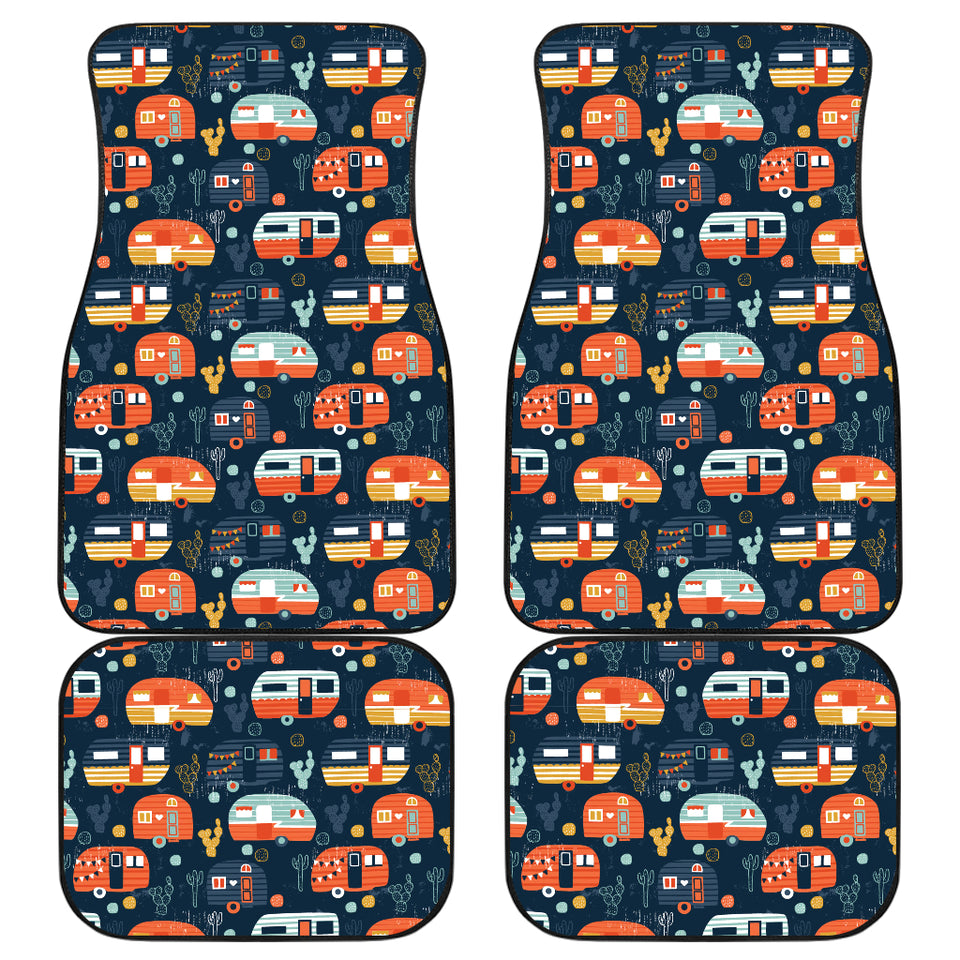 Camper Van Pattern Print Design 05 Front and Back Car Mats