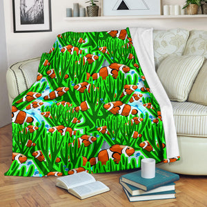 Clown Fish Pattern Print Design 01 Premium Blanket