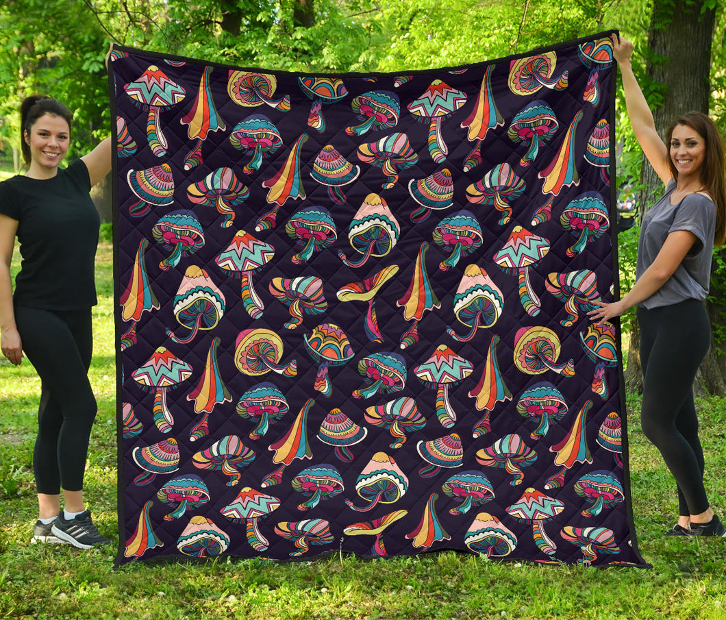 Colorful Mushroom Pattern Premium Quilt