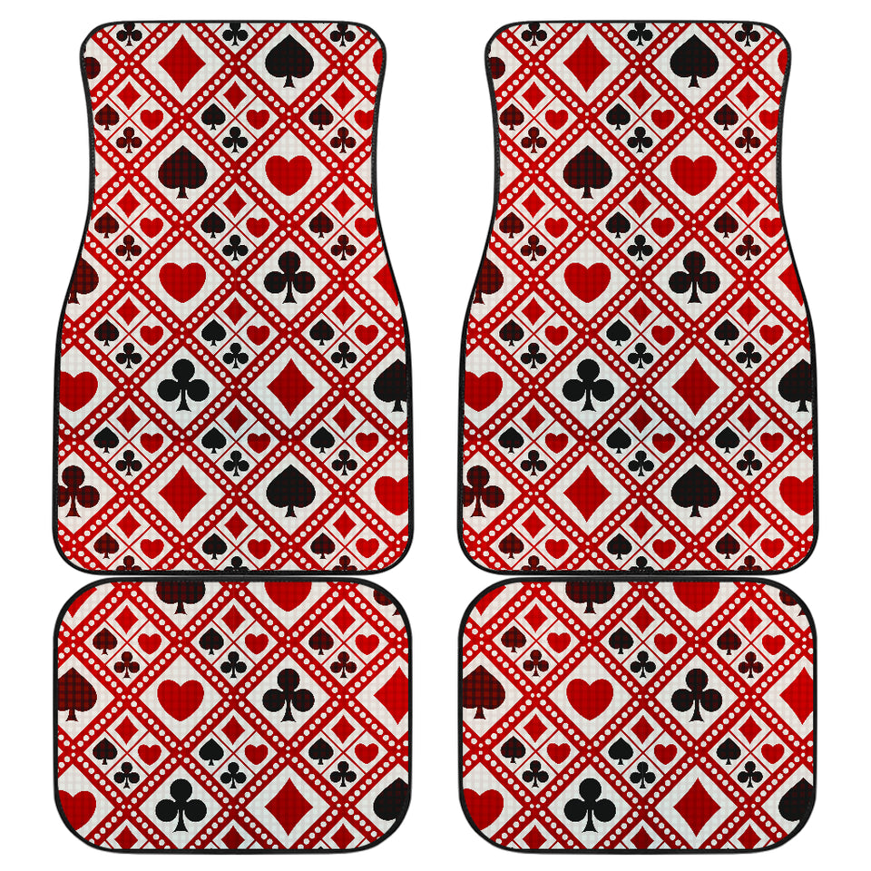 Casino Cards Suits Pattern Print Design 03 Front and Back Car Mats