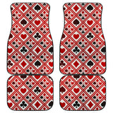 Casino Cards Suits Pattern Print Design 03 Front and Back Car Mats