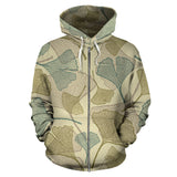 Ginkgo Leaves Design Pattern Zip Up Hoodie