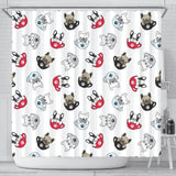 French Bulldog Cup Paw Pattern Shower Curtain Fulfilled In US