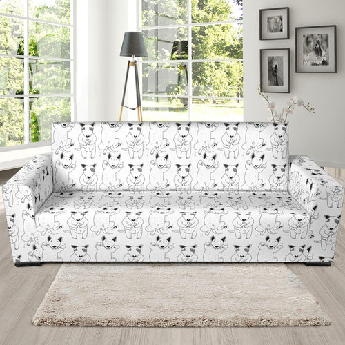 Bull Terrier Pattern Print Design 02 Sofa Slipcover