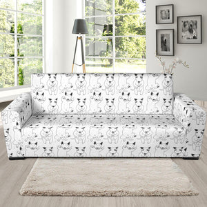 Bull Terrier Pattern Print Design 02 Sofa Slipcover
