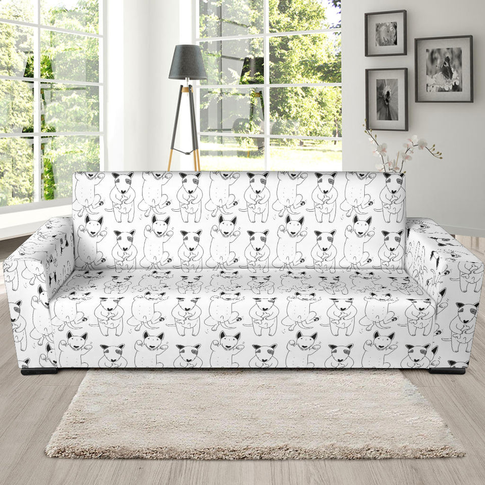 Bull Terrier Pattern Print Design 02 Sofa Slipcover
